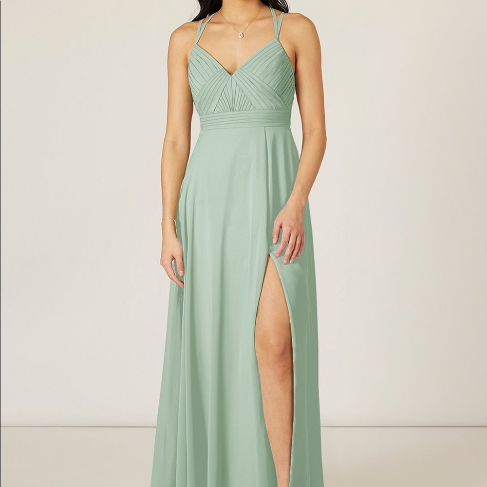 Azazie Aubrey dress in Agave